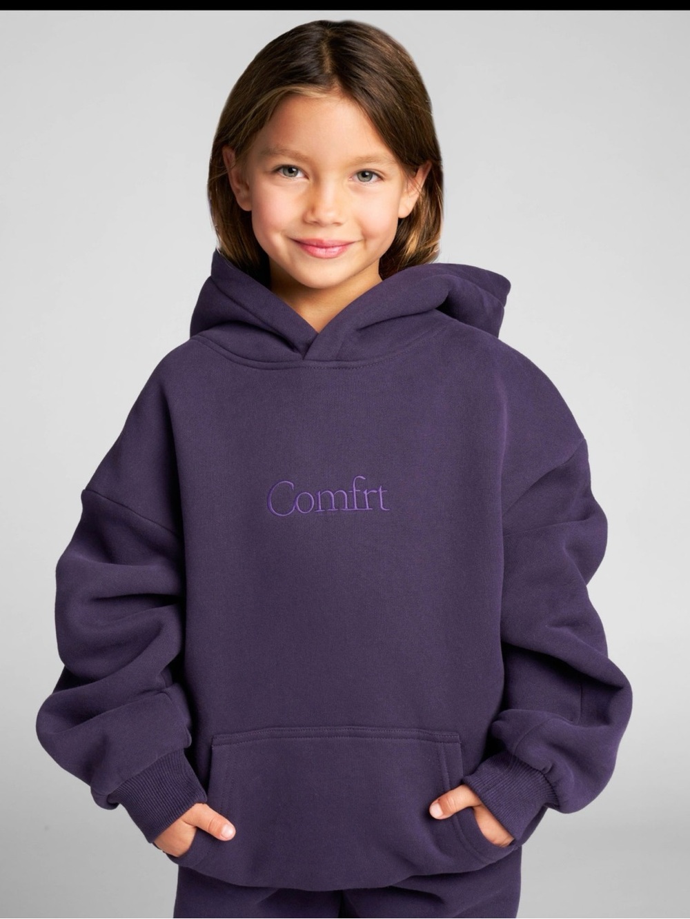 COMFRT kids signature hoodie color is BLACKBERRY 💜